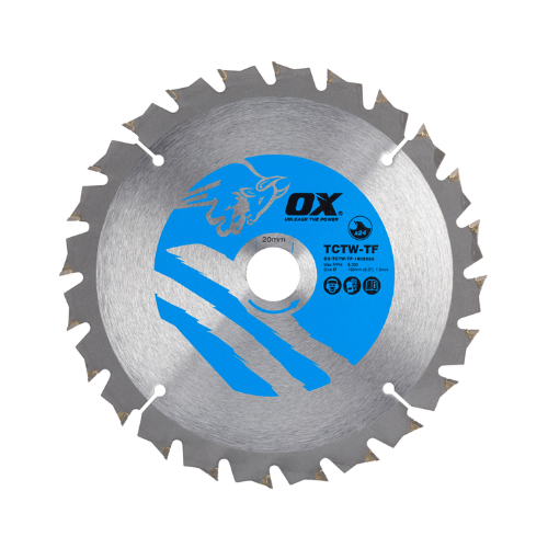 OX Wood Cutting Thin Kerf Circular Saw Blade 160/20mm, 24 Teeth ATB - OX-TCTW-TF-1602024