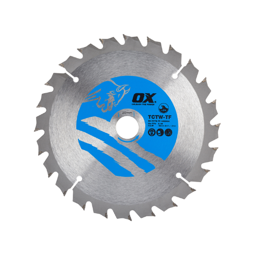 OX Wood Cutting Thin Kerf Circular Saw Blade 165/20mm, 24 Teeth ATB - OX-TCTW-TF-1652024