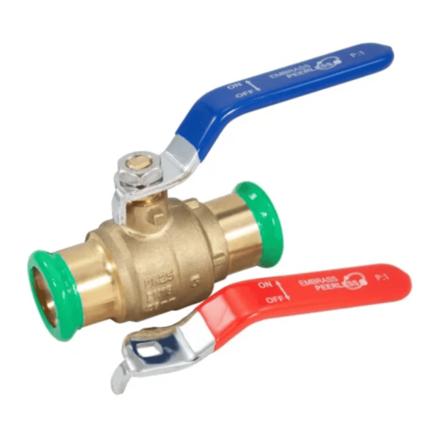 Pegasus PressFit Red & Blue Handle Lever Ball Valve - M-Profile - Water - 28mm - 435017