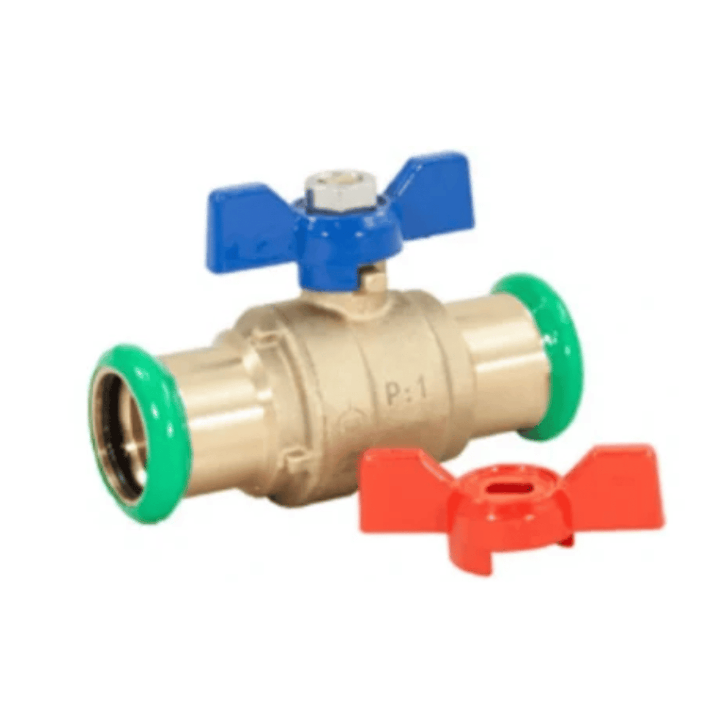 Pegasus PressFit Red & Blue Handle Butterfly Ball Valve - M-Profile - Water - 28mm - 435006
