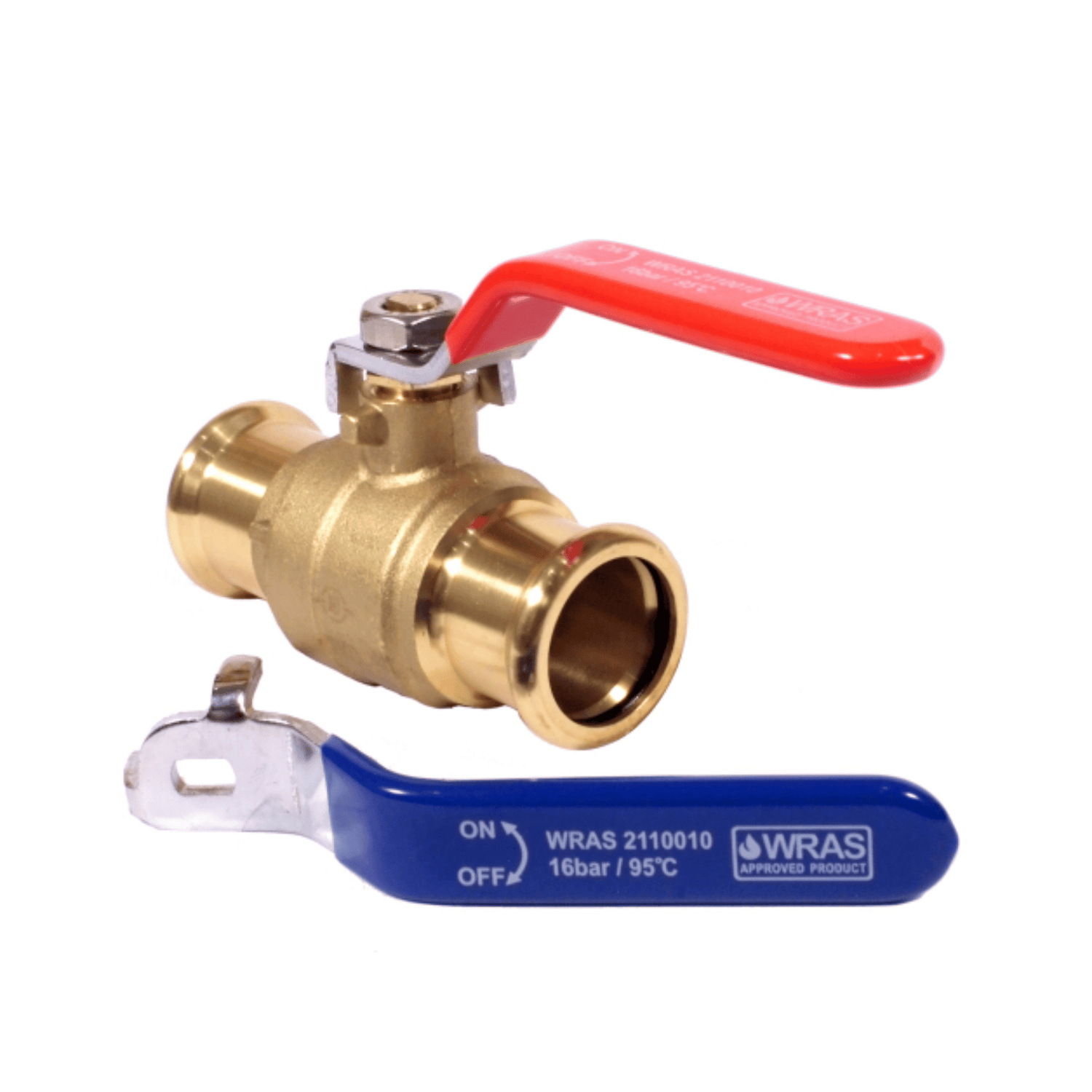 M-Profile - Press Fit - Water - Red & Blue Handle Lever Ball Valve - 54mm