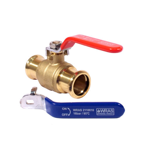 Press-Tite Red & Blue Handle Lever Ball Valve - M Profile - Water - 22mm