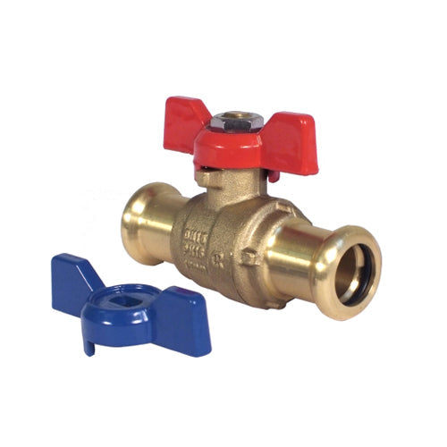 Press-Tite Red & Blue Handle T-Bar Ball Valve - M Profile - Water - 15mm