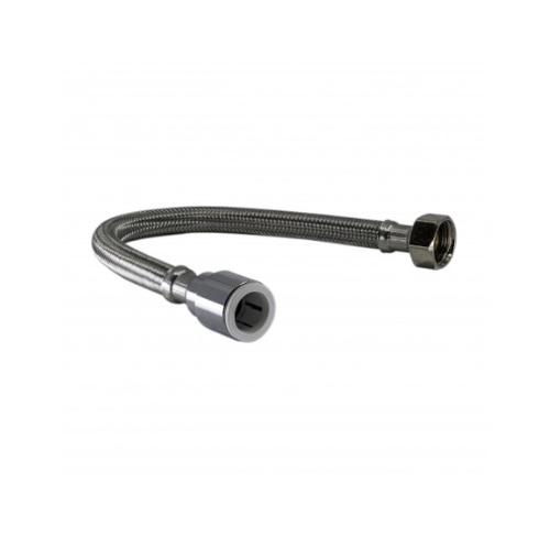 Push Fit Flexible Tap Connector - C x F - Standard Bore - 15mm x 1/2" x 500mm - WRAS Approved