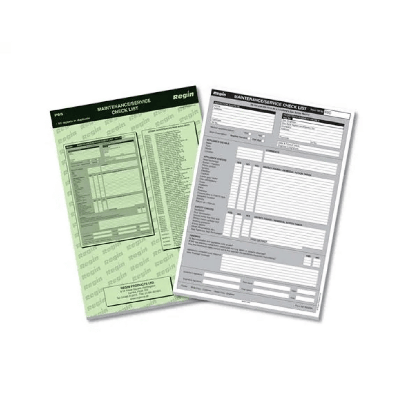 Regin Maintenance Check List Pad - REGP65