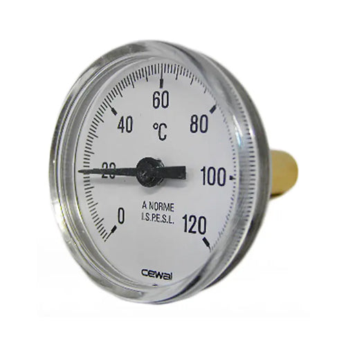 RWC 100mm Dial Temperature Gauge 120°C - 1/2" MBSP Back Inlet - GAGE600006