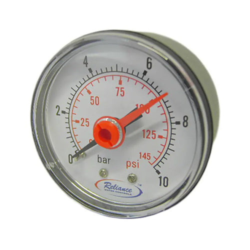 Reliance 63mm Dial Pressure Gauge 0-10 Bar - 1/4" MBSP Back Inlet - GAGE250005