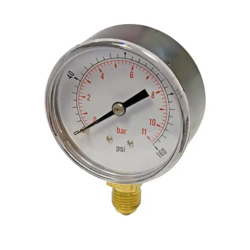 RWC 63mm Dial Pressure Gauge 0-10 Bar - 1/4" MBSP Bottom Inlet - GAGE250009