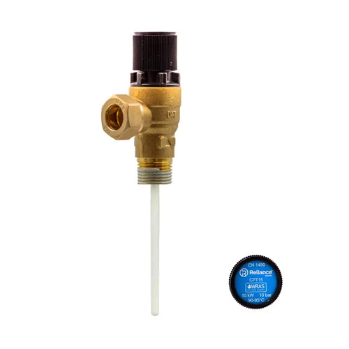 RWC CPT15 Pressure & Temperature Relief Valve - 10 Bar - 1/2" MBSP x 15mm - PTEM540005