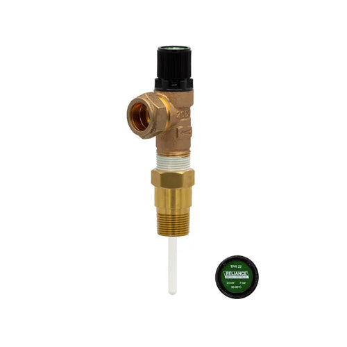 RWC HTE575 Pressure & Temperature Relief Valve - 7 Bar - 3/4" MBSP x 22mm - PACK275001