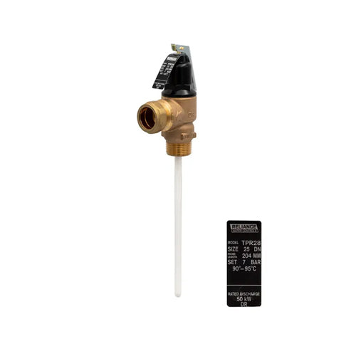 RWC TPR28 Pressure & Temperature Relief Valve - 7 Bar - 1" MBSP x 28mm - PTEM100050