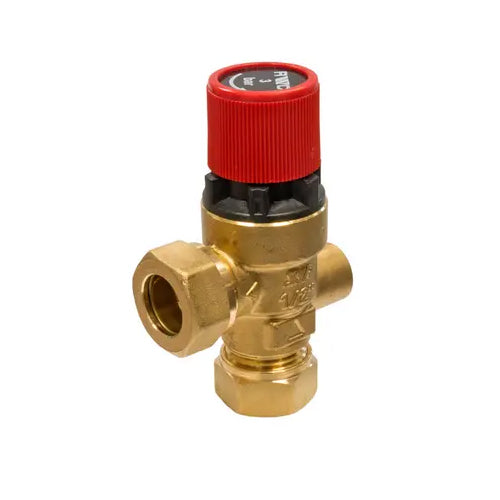 RWC Pressure Relief Valve Complete with Gauge Port - 3 Bar - 15mm x 15mm - PREL103005