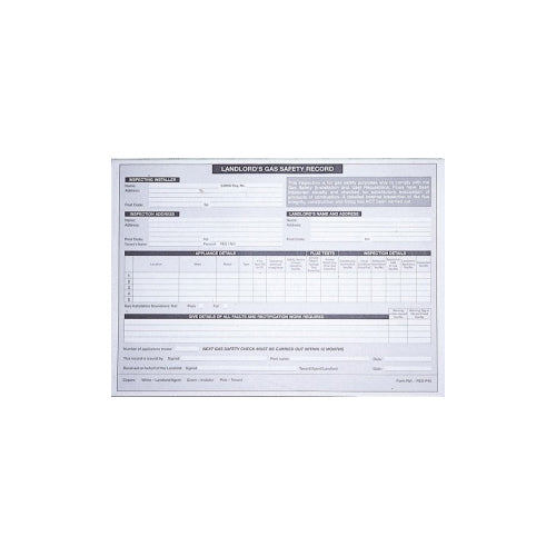 Todays Tools Landlord Gas Safety Report Pad - LR