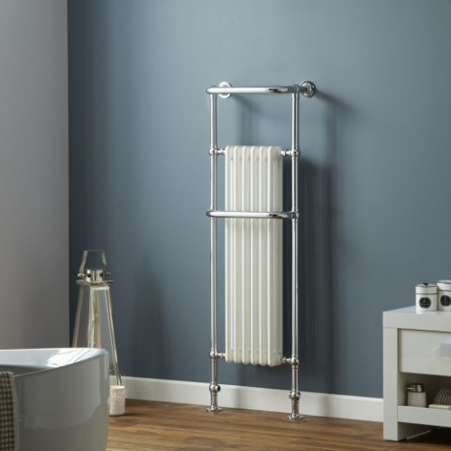 Towelrads Hampshire Towel Rail - 1510mm x 510mm - Chrome & White - 120927
