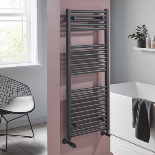 Towelrads Pisa Straight Towel Rail - 1200mm x 400mm - Anthracite (Textured) - 150004