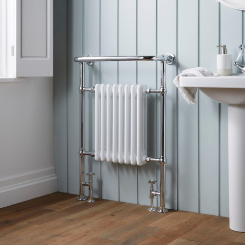 Towelrads Portchester Towel Rail - 965mm x 637mm - Chrome & White - 120929