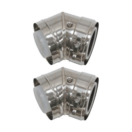 Vaillant 45 Degree Plume Bends - Pack of 2 - 80/125 - Stainless Steel Facade - 0020042757
