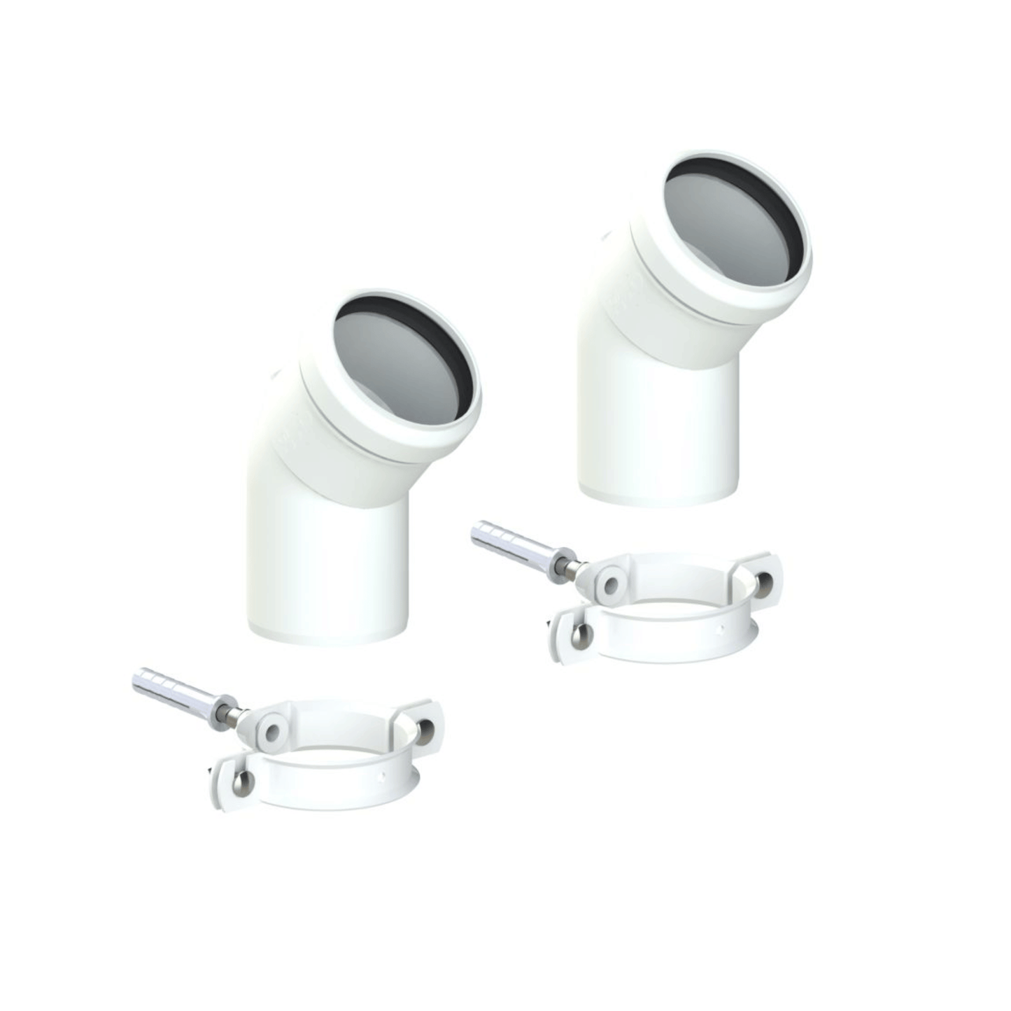 Vaillant 45 Degree Plume Elbows - Pair - White - 0010039360