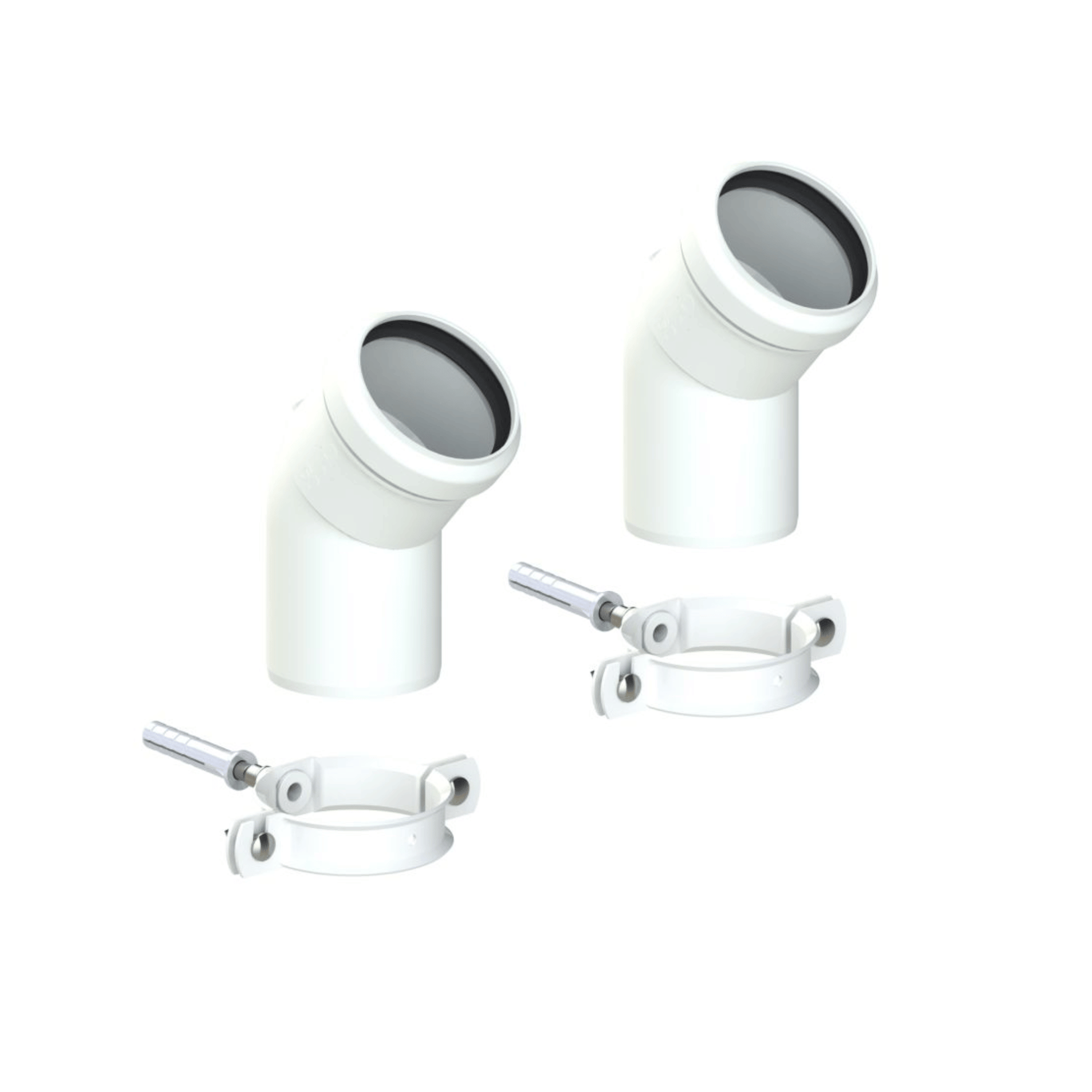 Vaillant 45 Degree Plume Elbows - Pair - White - 0010039360