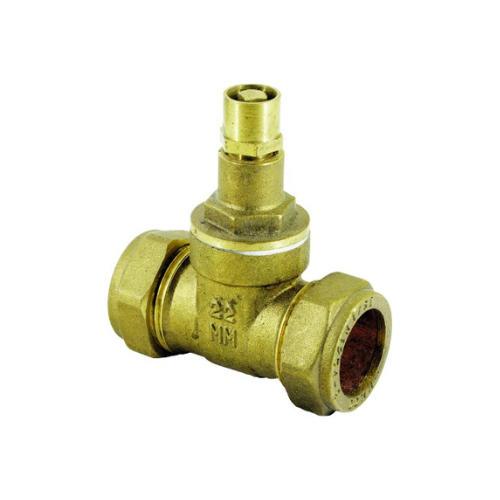 Brass - Lockshield Gate Valve - BS5154 - Compression - 15mm - WRAS Approved