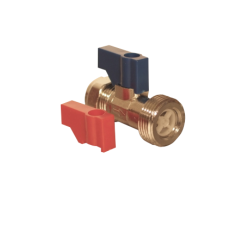 Brass - Straight Washing Machine Valve with Check Valve - 15mm x 3/4"