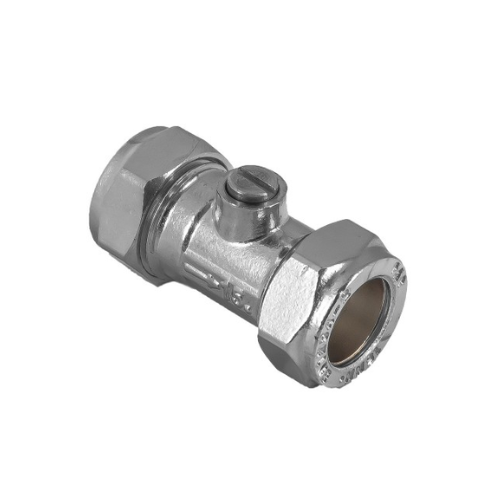 Brass Chrome Plated - Heavy Pattern - Isolation Valve - 15mm - WRAS Approved