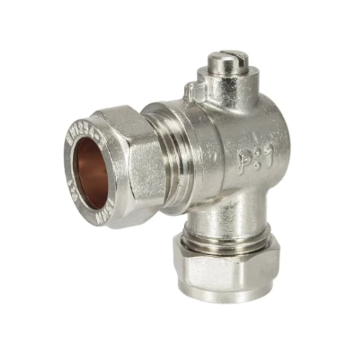 Brass Chrome Plated - Angled Isolation Valve - 15mm