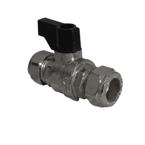 Brass Chrome Plated - Full Flow Isolation Valve with Lever - 15mm