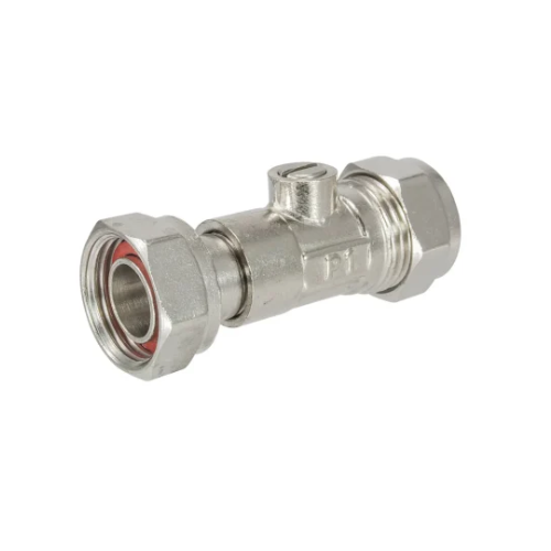 Brass Chrome Plated - Service Valve Straight - 15mm x 1/2" - WRAS Approved