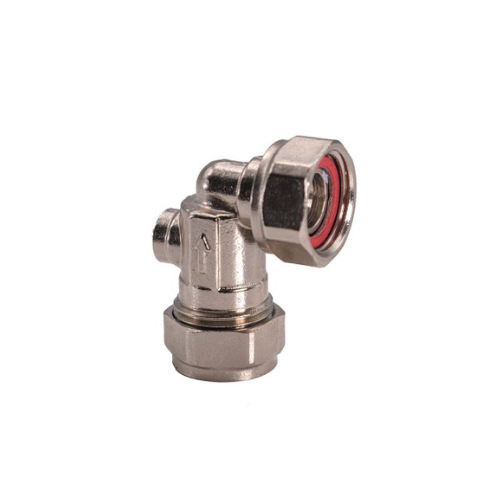 Brass Chrome Plated - Service Valve Angled - 15mm x 1/2" - WRAS Approved
