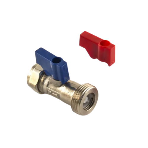 Brass Chrome Plated - Straight Washing Machine Valve with Check Valve - 15mm x 3/4" -  WRAS Approved