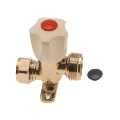 Brass Chrome Plated - Washing Machine Valve with Back Plate - 15mm x 3/4"