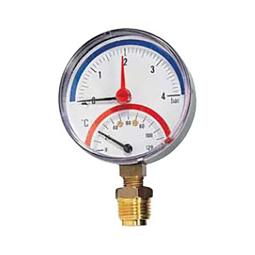 Watts Type TMRA/2 Pressure & Temperature Gauge 0-4 Bar - 1/4" Bottom Entry - 333004
