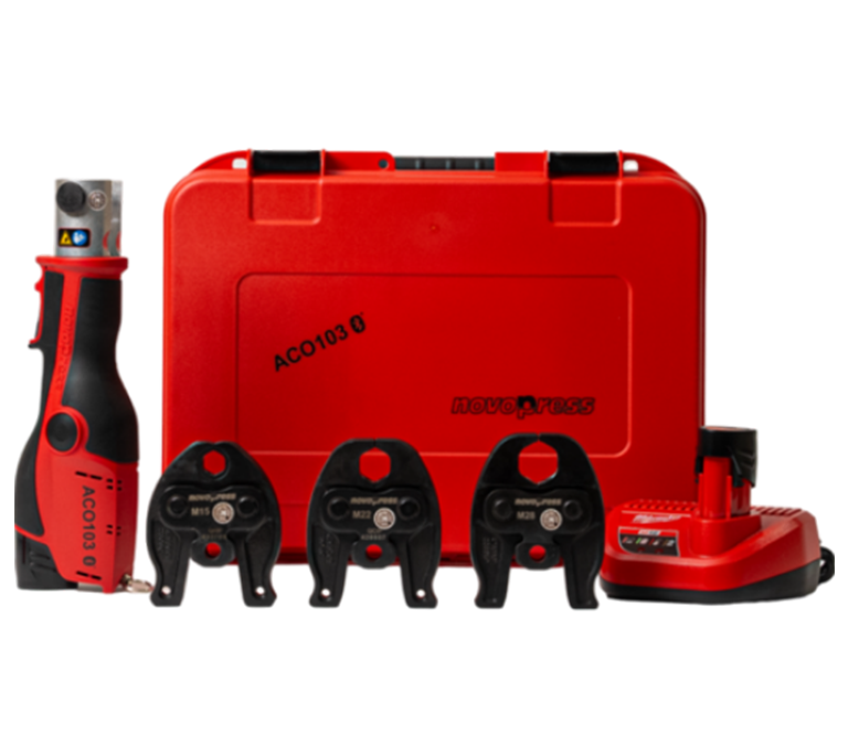 Novopress ACO103 - V-Profile Bundle - ACO103 Tool, 2x Batteries, Charger, 15mm-35mm Jaws & Case