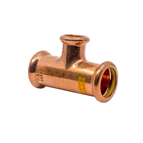 Copper Gas - M-Profile - Press Fit - Branch & End Reducing Tee - 28mm x 22mm x 22mm