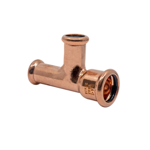 Copper Water - M-Profile - Press Fit - Branch & End Reducing Tee - 28mm x 22mm x 22mm