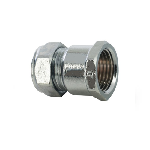Chrome Plated Compression - Female Iron Coupling - 15mm x 1/2"