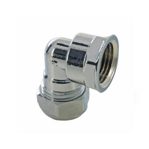 Chrome Plated Compression - Female Iron Elbow - 15mm x 1/2"