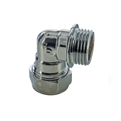 Chrome Plated Compression - Male Iron Elbow - 15mm x 1/2"