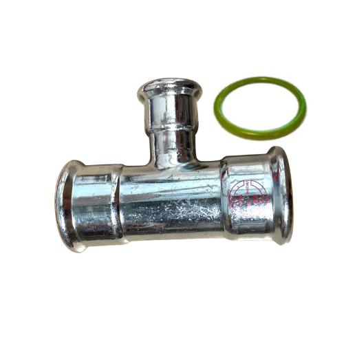 M-Press Fittings - Carbon Steel FKM for Solar, High Temp, Compressed Air & Industrial Heating - M-Profile - Press Fit - Branch Reducing Tee - 89mm x 89mm x 76mm