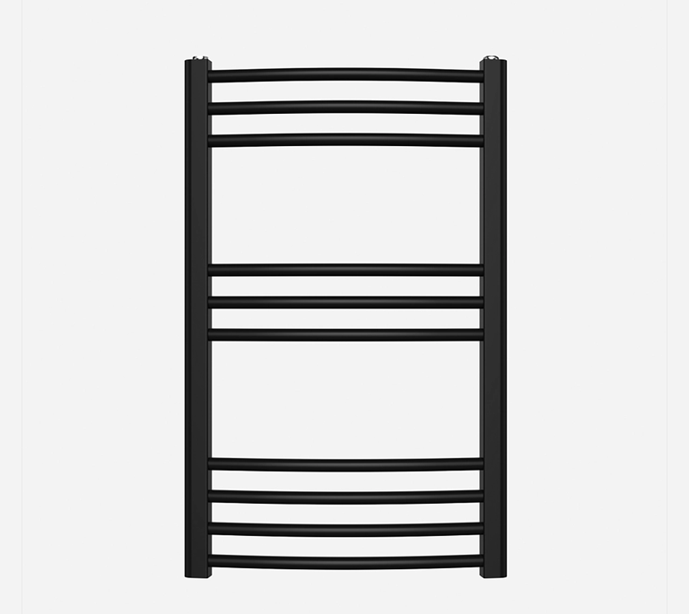 Ladder Curved Towel Radiator - 1200mm x 500mm - Matt Black - 391342