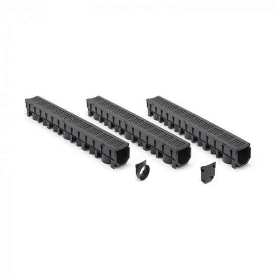 FloPlast Channel Drain - Garage Pack with Plastic Grate - D750
