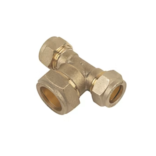 DZR Compression - Both Ends Reducing Tee - 15mm x 15mm x 22mm