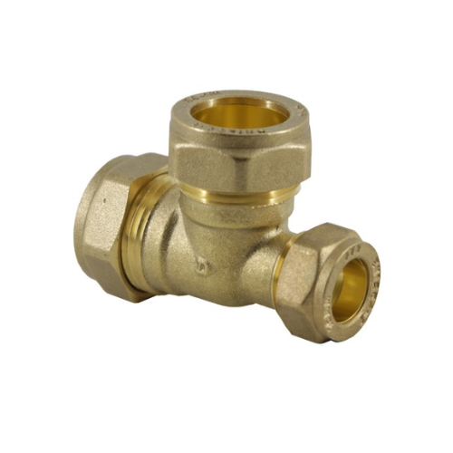 DZR Compression - One End Reducing Tee - 22mm x 15mm x 22mm