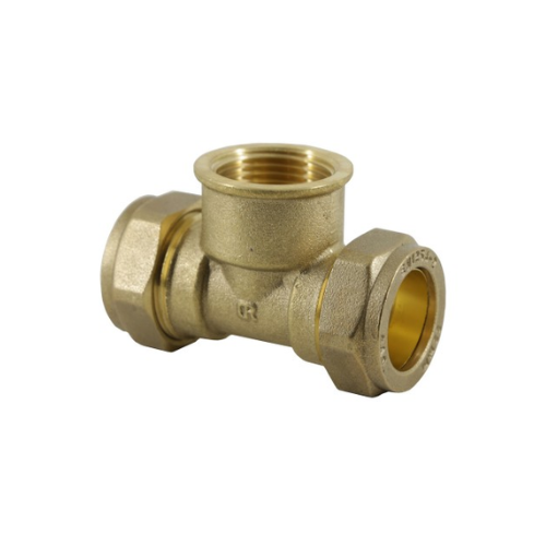 DZR Compression - Female Iron Branch Tee - 22mm x 22mm x 1/2"