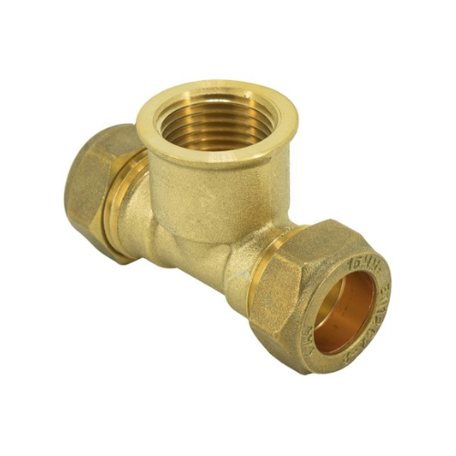 Brass Compression - Female Iron Branch Tee - 28mm x 28mm x 1/2"
