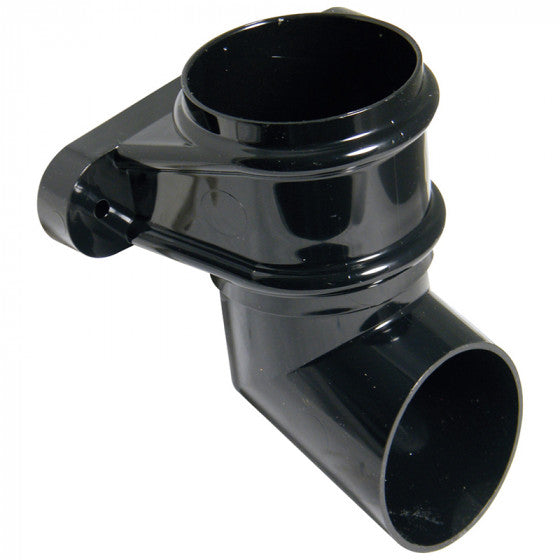 FloPlast 68mm Round - Downpipe Shoe & Fixing Lugs - Black - RB4B
