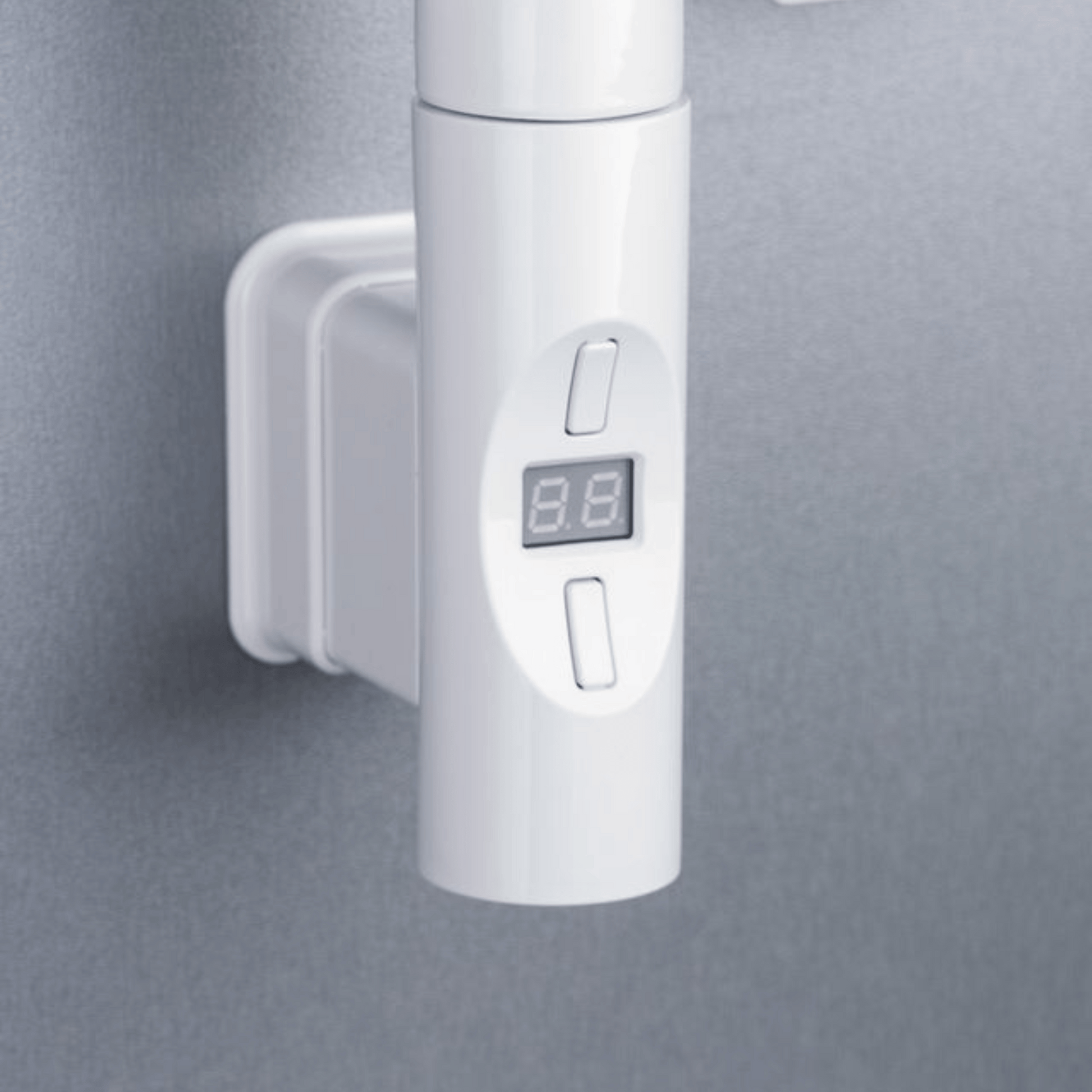 DQ H+ WiFi Vertical Thermostatic Element - Rectangular Cover - 600W - Satin Chrome - H+600W-REC-SC