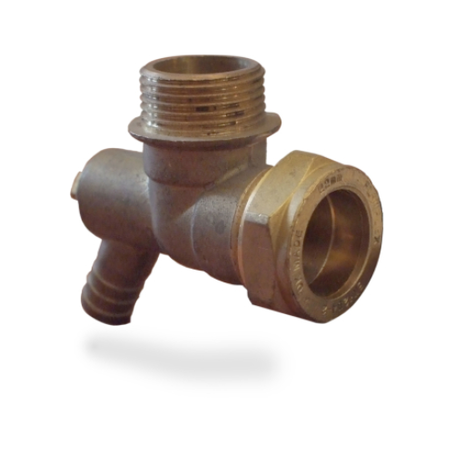 Brass Compression - Male Iron Elbow Drain Off - 22mm x 3/4"
