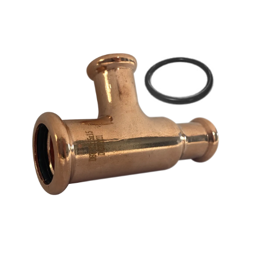 M-Press Fittings - Copper Water - M-Profile - Press Fit - One End Reducing Tee - 28mm x 28mm x 22mm